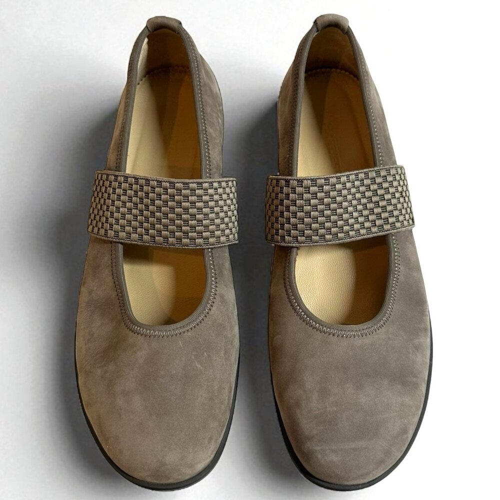 New HARTJES XS Austria Mary Jane Ballerina Taupe Nubuck Leather Flats US Size 10